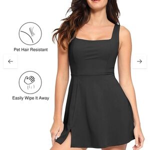 POPILUSH Shapewear Dress Square Neck Workout (pockets on the inner short)